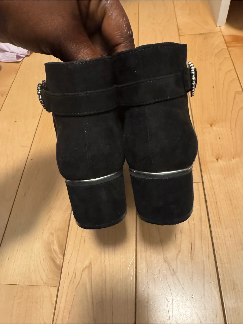 The Children's Place Black Girls' Suede-Look Ankle Boots with Side Zip